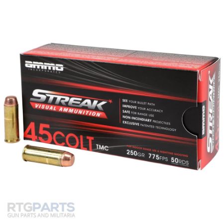 Picture of AMMO INC STREAK 45 COLT 250GR TMC, NON-INCENDIARY TRACER, RED, 50RD BOX