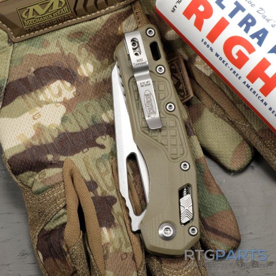 Picture of MICROTECH MSI LAWNMAN, S/E, RAM-LOK, GREEN FRAG G10, 3.9 INCH, STONEWASH, 210-10FRGTODLM