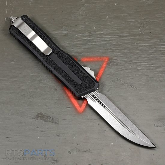 Picture of MICROTECH SCARAB II GEN III D/E-S OTF AUTOMATIC KNIFE, BLACK, 3.9 INCH, STONEWASH, 1180-10