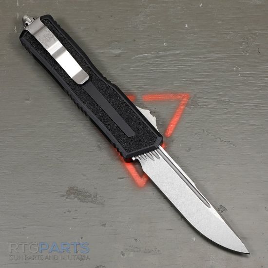 Picture of MICROTECH SCARAB II GEN III S/E OTF AUTOMATIC KNIFE, BLACK, 3.9 INCH, STONEWASH, 1278-10