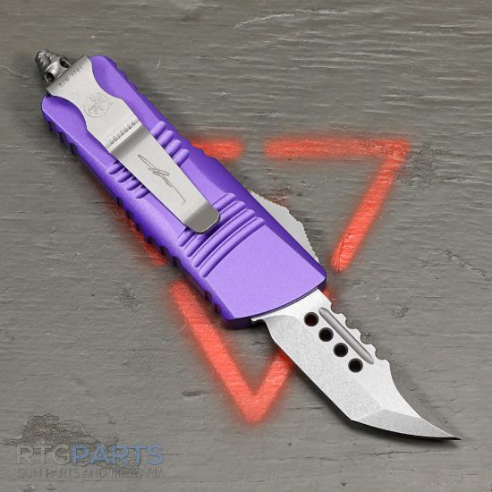Picture of MICROTECH MINI TROODON HELLHOUND OTF AUTOMATIC KNIFE, PURPLE, 2 INCH, STONEWASH, 819-10PUS