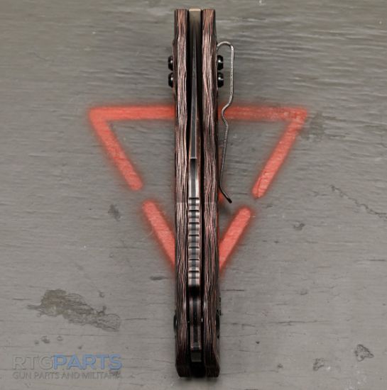 Picture of MICROTECH STITCH, S/E, RAM-LOK, BAKER FORGE DAMASCUS, PROTECH COMPOSITES LIVE WIRE CARBON SCALES, 3.7 INCH, 169RL-16MS1