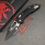 Picture of MICROTECH STITCH, S/E, RAM-LOK, BLACK, FLUTED G10, 3.7 INCH, BLACK BLADE, SERRATED, 169RL-2FLGTBK