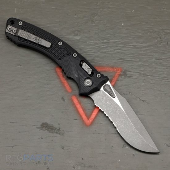 Picture of MICROTECH AMPHIBIAN, S/E, RAM-LOK, BLACK, FRAG G10, 3.9 INCH, APOCALYPTIC, SERRATED, 137RL-11APFRGTBK