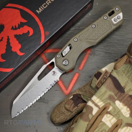 Picture of MICROTECH MSI LAWNMAN, S/E, RAM-LOK, GREEN FRAG G10, 3.9 INCH, STONEWASH, FULLY SERRATED, 210-12FRGTODLM
