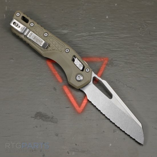 Picture of MICROTECH MSI LAWNMAN, S/E, RAM-LOK, GREEN FRAG G10, 3.9 INCH, STONEWASH, FULLY SERRATED, 210-12FRGTODLM