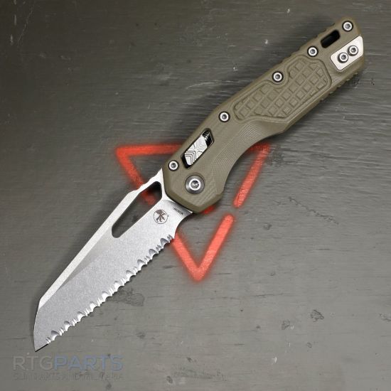 Picture of MICROTECH MSI LAWNMAN, S/E, RAM-LOK, GREEN FRAG G10, 3.9 INCH, STONEWASH, FULLY SERRATED, 210-12FRGTODLM