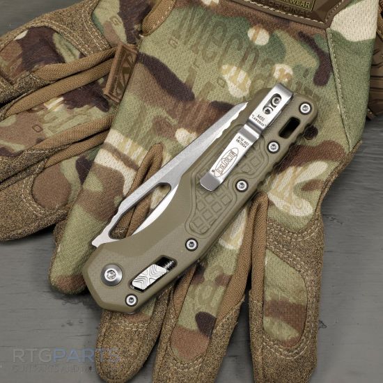 Picture of MICROTECH MSI LAWNMAN, S/E, RAM-LOK, GREEN FRAG G10, 3.9 INCH, STONEWASH, FULLY SERRATED, 210-12FRGTODLM
