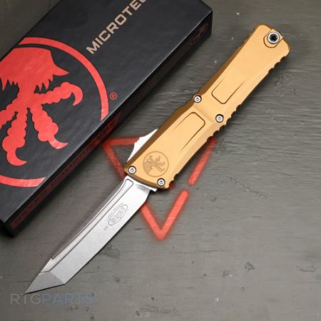 Picture of MICROTECH COMBAT TROODON GEN III T/E OTF AUTOMATIC KNIFE, TAN, 4 INCH, STONEWASH, 1144-10TA