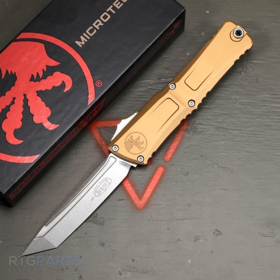 Picture of MICROTECH COMBAT TROODON GEN III T/E OTF AUTOMATIC KNIFE, TAN, 4 INCH, STONEWASH, 1144-10TA