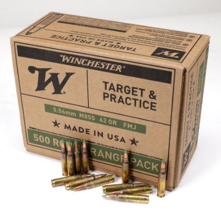 500 Round Case of Winchester LC 5.56 NATO M855 62gr Green Trip, FMJ, 5.56x45mm Remington, Two Hundred Rounds, AR Food, 5.56MM NATO, Lake City, 020892229280, AMMO-WM855500, RTG Parts