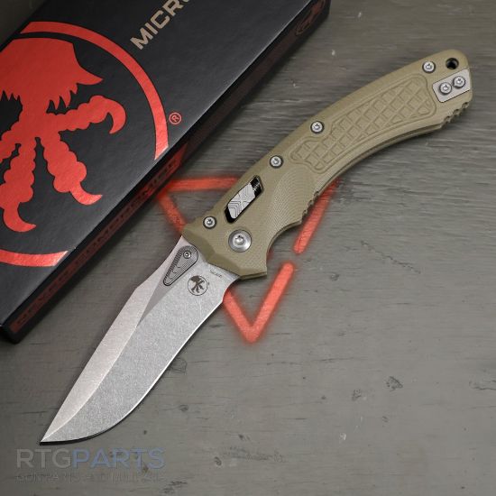 Picture of MICROTECH AMPHIBIAN, S/E, RAM-LOK, OD GREEN, FRAG G10, 3.9 INCH, STONEWASH, 137RL-10FRGTOD
