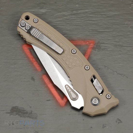 Picture of MICROTECH AMPHIBIAN, S/E, RAM-LOK, TAN, FRAG G10, 3.9 INCH, STONEWASH, 137RL-10FRGTTA
