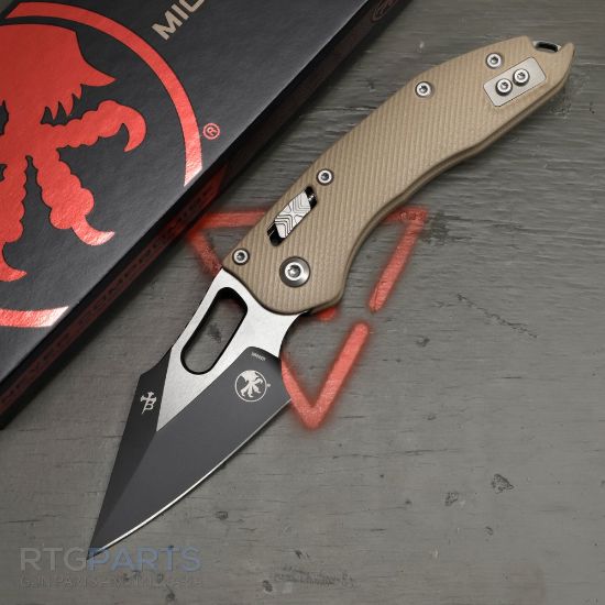 Picture of MICROTECH STITCH, S/E, RAM-LOK, TAN, FLUTED G10, 3.7 INCH, BLACK BLADE, 169RL-1FLGTTA