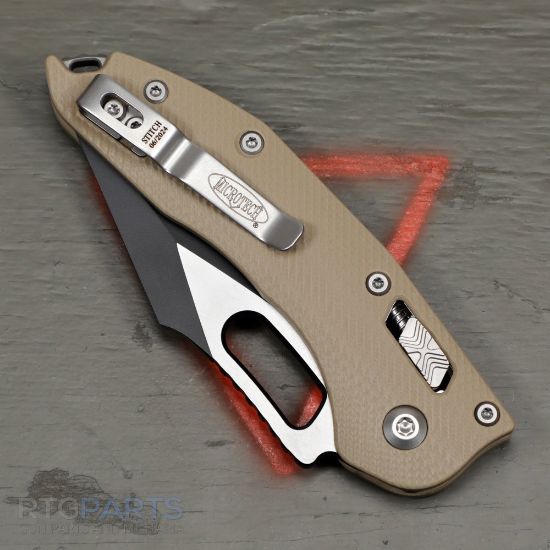 Picture of MICROTECH STITCH, S/E, RAM-LOK, TAN, FLUTED G10, 3.7 INCH, BLACK BLADE, 169RL-1FLGTTA