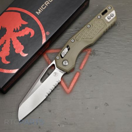 Picture of MICROTECH MSI LAWNMAN, S/E, RAM-LOK, GREEN FRAG G10, 3.9 INCH, STONEWASH, SERRATED, 210-11FRGTODLM
