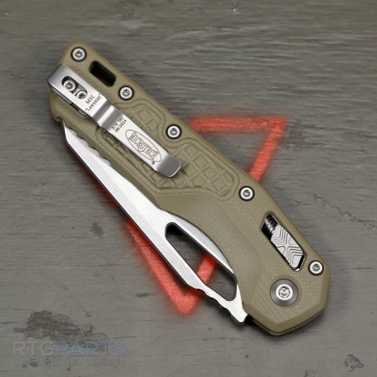 Picture of MICROTECH MSI LAWNMAN, S/E, RAM-LOK, GREEN FRAG G10, 3.9 INCH, STONEWASH, SERRATED, 210-11FRGTODLM