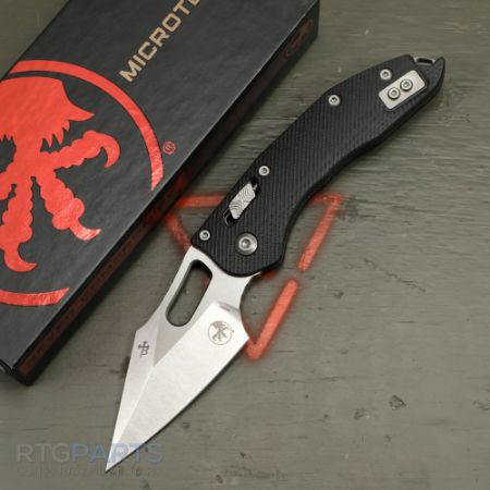 Picture of MICROTECH STITCH, S/E, RAM-LOK, BLACK FLUTED G10, 3.7 INCH, STONEWASH, 169RL-10FLGTBK