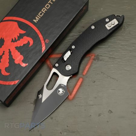 Picture of MICROTECH STITCH, S/E, RAM-LOK, BLACK FLUTED G10, 3.7 INCH, BLACK BLADE, 169RL-1FLGTBK