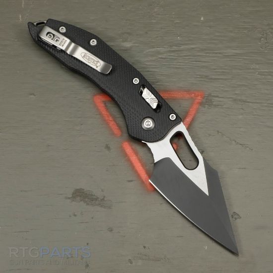 Picture of MICROTECH STITCH, S/E, RAM-LOK, BLACK FLUTED G10, 3.7 INCH, BLACK BLADE, 169RL-1FLGTBK