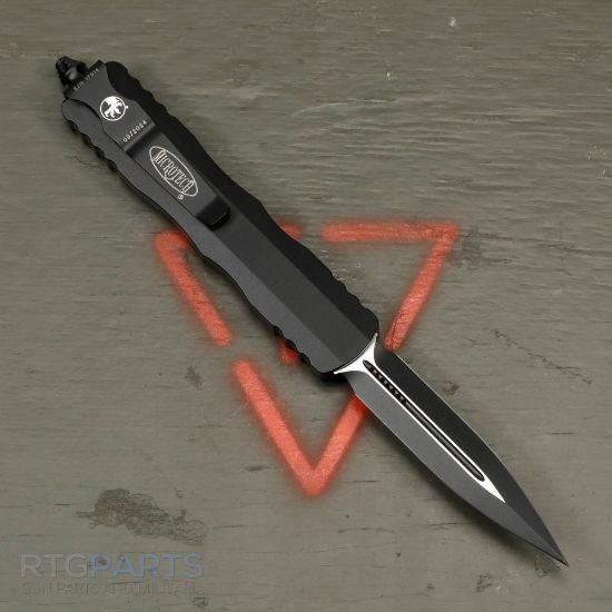 Picture of MICROTECH DIRAC D/E OTF AUTOMATIC KNIFE, BLACK, 2.9 INCH, BLACK BLADE, 225-1T
