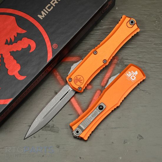 Picture of MICROTECH HERA II MINI D/E OTF, AUTOMATIC KNIFE, ORANGE 30TH ANNIVERSARY, 3 INCH, APOCALYPTIC, 1702M-10APOR30