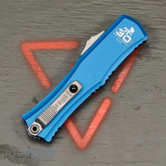 Picture of MICROTECH HERA II MINI S/E OTF, AUTOMATIC KNIFE, BLUE, 30TH ANNIVERSARY, 3 INCH, SATIN BLADE, 1703M-4BL30
