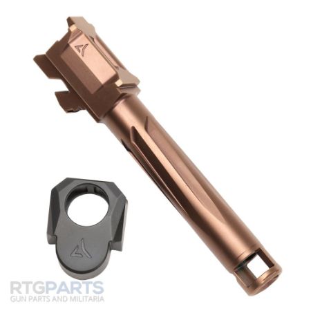 Radian Weapons, RAMJET Barrel, AFTERBURNER Compensator, 9MM, DLC Finish, Bronze and Black, INTRA-LOK Mounting System, Fits Glock 19 Gen4, Fits Glock 19 Gen 4, 810098420624, RAD-R0834, RTG Parts