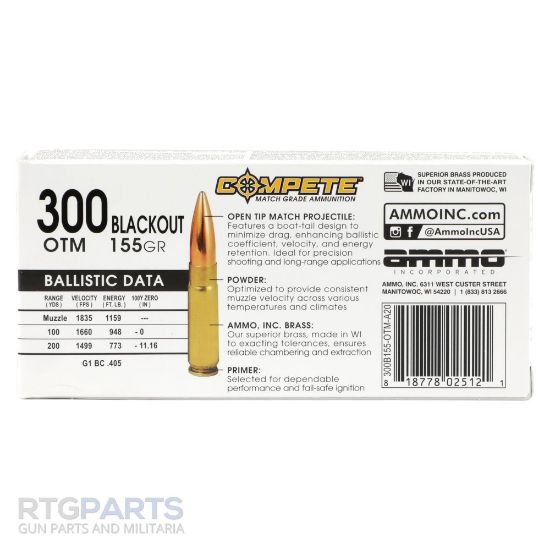 Picture of AMMO INC COMPETE 300 BLACKOUT 155GR OTM, 20RD BOX