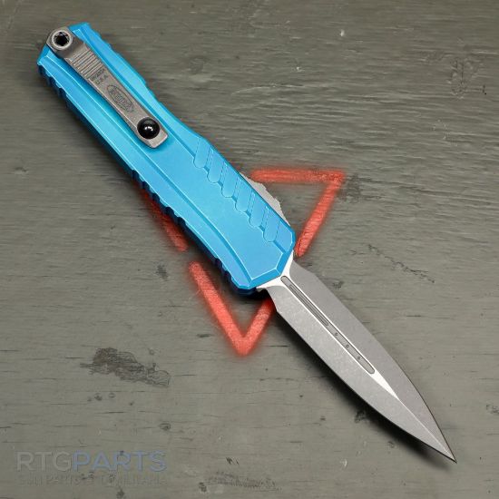 Picture of MICROTECH CYPHER II D/E OTF AUTOMATIC KNIFE, MARBLED BLUE, 3.5 INCH, APOCALYPTIC, 1242-10MBL