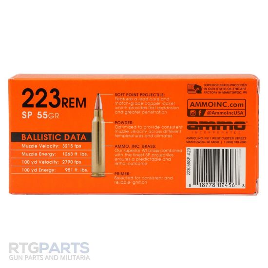 Picture of AMMO INC SIGNATURE HUNT SP 223REM 55GR INTERLOCK SP, 20RD BOX