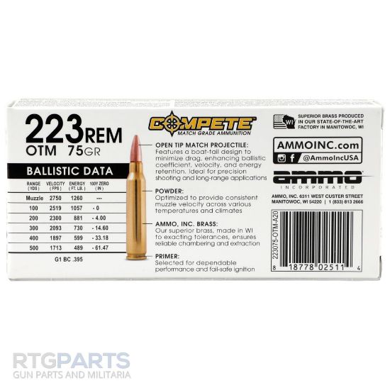Picture of AMMO INC COMPETE 223 REM 75GR OTM, 20RD BOX
