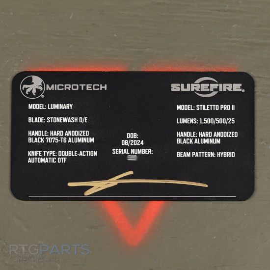 Picture of MICROTECH LUMINARY D/E WITH SUREFIRE STILETTO PRO II KIT, BLACK, 3.56 INCH BLADE, STONEWASH, 1270-10SET