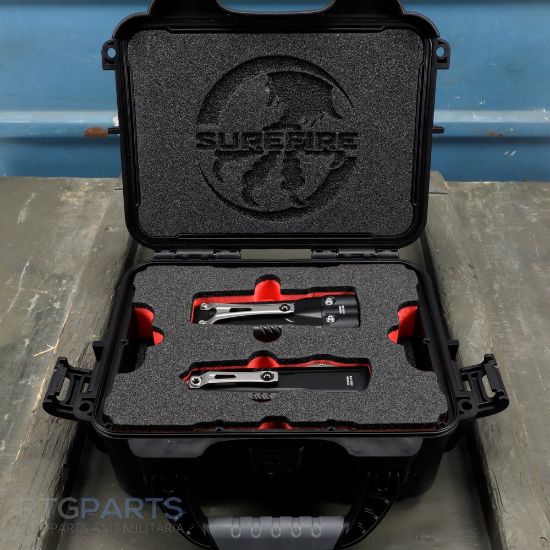 Picture of MICROTECH LUMINARY D/E WITH SUREFIRE STILETTO PRO II KIT, BLACK, 3.56 INCH BLADE, STONEWASH, 1270-10SET