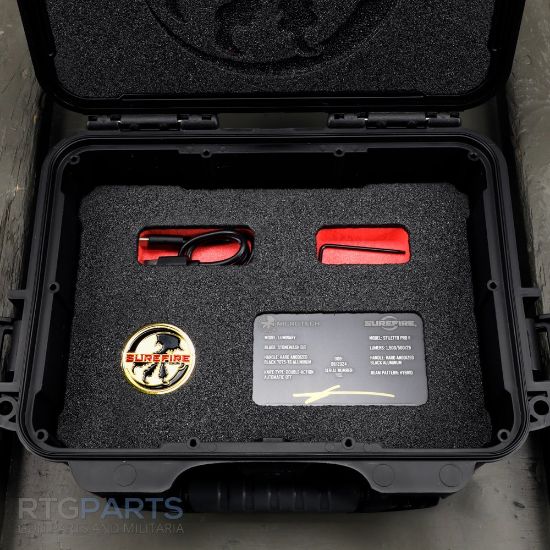 Picture of MICROTECH LUMINARY D/E WITH SUREFIRE STILETTO PRO II KIT, BLACK, 3.56 INCH BLADE, STONEWASH, 1270-10SET