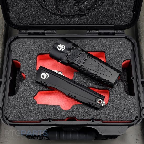 Picture of MICROTECH LUMINARY D/E WITH SUREFIRE STILETTO PRO II KIT, BLACK, 3.56 INCH BLADE, STONEWASH, 1270-10SET