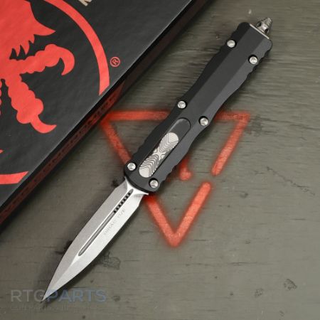 Picture of MICROTECH DIRAC D/E OTF AUTOMATIC KNIFE, BLACK, 2.9 INCH, STONEWASH, 225-10