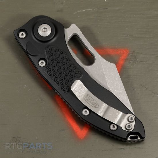 Picture of MICROTECH STITCH AUTO, S/E, BLACK ALUMINUM HANDLE, 3.7 INCH, APOCALYPTIC BLADE, 169-10AP