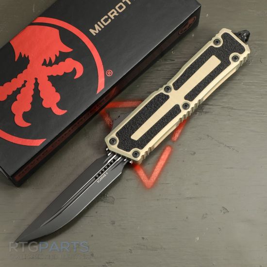 Picture of MICROTECH SCARAB II GEN III D/E-S OTF AUTOMATIC KNIFE, SAND, 3.9 INCH, BLACK BLADE, 1180-1SN