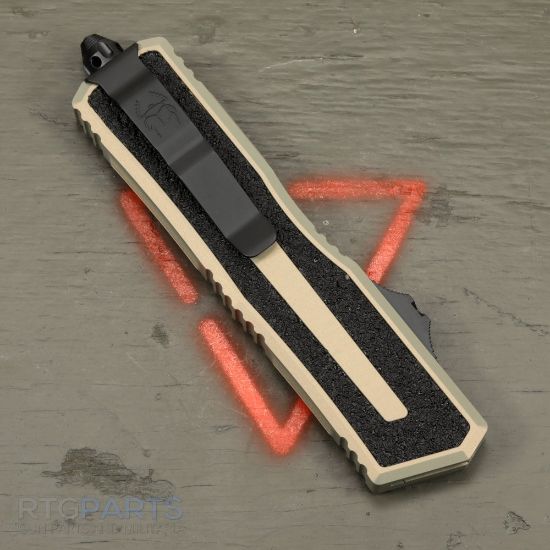 Picture of MICROTECH SCARAB II GEN III D/E-S OTF AUTOMATIC KNIFE, SAND, 3.9 INCH, BLACK BLADE, 1180-1SN