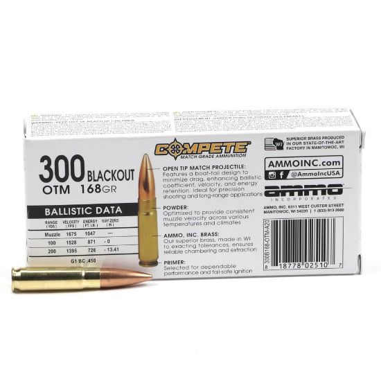 Picture of AMMO INC COMPETE 300 BLACKOUT 168GR OTM, 20RD BOX