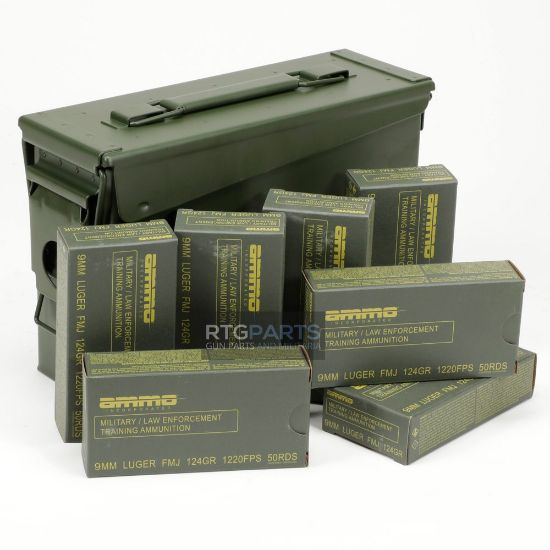 Picture of 350RD AMMO CAN OF AMMO INC MIL/LE TRAINING AMMO 9MM 124GR FMJ
