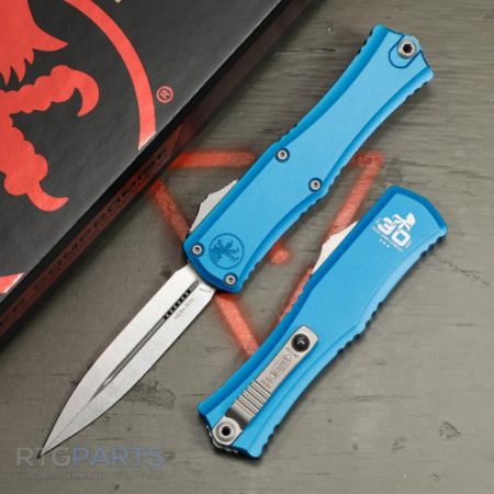 Picture of MICROTECH HERA II MINI D/E OTF, AUTOMATIC KNIFE, BLUE 30TH ANNIVERSARY, 3 INCH, STONEWASH, 1702M-10BL30