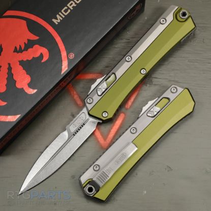 Picture of MICROTECH GLYKON D/E OTF AUTOMATIC KNIFE, OD GREEN, 3.75 INCH, STONEWASH, 184-10OD