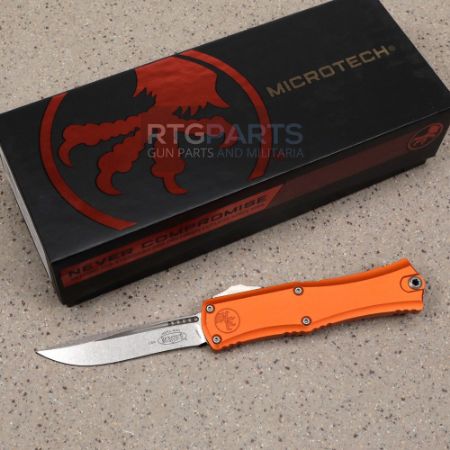 Picture of MICROTECH HERA II MINI S/E RECURVE OTF, AUTOMATIC KNIFE, ORANGE, 3 INCH, STONEWASH, 1705M-10OR