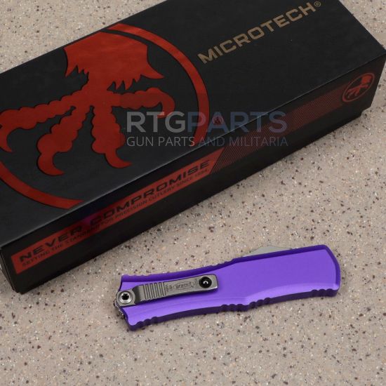 Picture of MICROTECH HERA II MINI S/E RECURVE OTF, AUTOMATIC KNIFE, PURPLE, 3 INCH, STONEWASH, 1705M-10PU