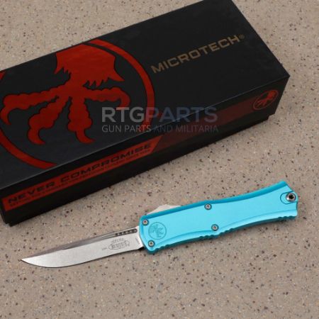 Picture of MICROTECH HERA II MINI S/E RECURVE OTF, AUTOMATIC KNIFE, TURQUOISE, 3 INCH, STONEWASH, 1705M-10TQ