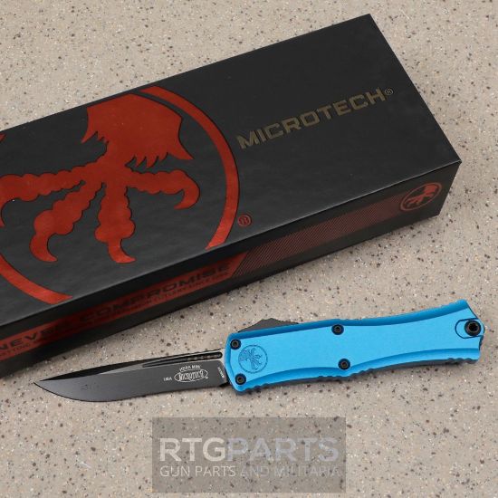 Picture of MICROTECH HERA II MINI S/E RECURVE OTF, AUTOMATIC KNIFE, BLUE, 3 INCH, BLACK BLADE, 1705M-1BL