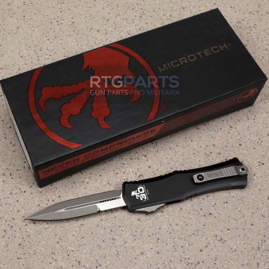 Picture of MICROTECH HERA II MINI D/E BAYONET OTF, AUTOMATIC KNIFE, BLACK 30TH ANNIVERSARY, 3 INCH, APOCALYPTIC, 1701M-10AP30