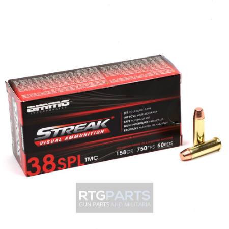 Picture of AMMO INC STREAK 38 SPECIAL 158GR TMC, NON-INCENDIARY TRACER, RED, 50RD BOX
